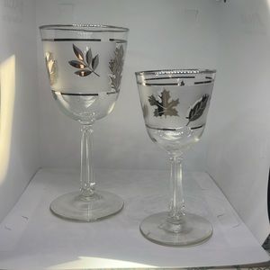 Vintage Libbey Silver Leaf Wine/Water Goblet and Sherry glass